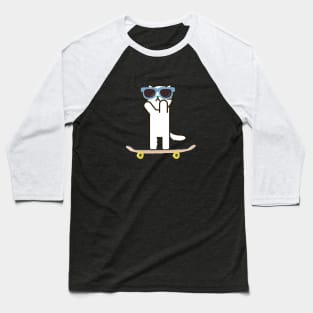 Summer Cat On A Skateboard Baseball T-Shirt